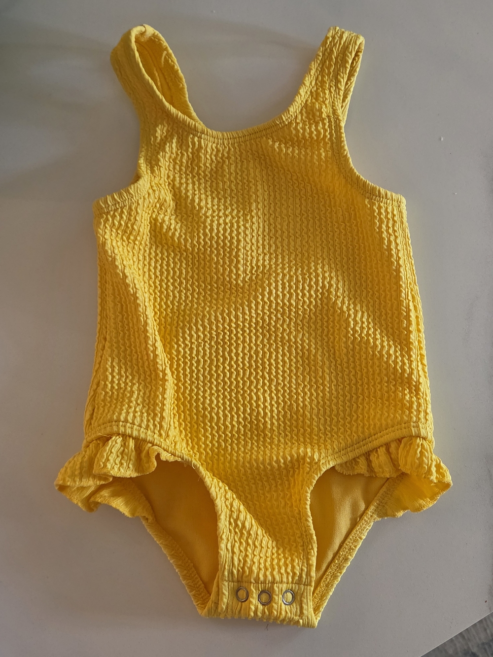 Yellow Textured Ruffle Baby One-Piece Bathingsuit